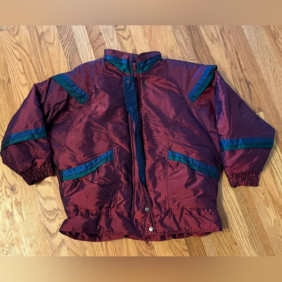 Vintage 90's streetwear G-4000 Burgundy iridescent Heavy Coat Size med - Picture 1 of 8
